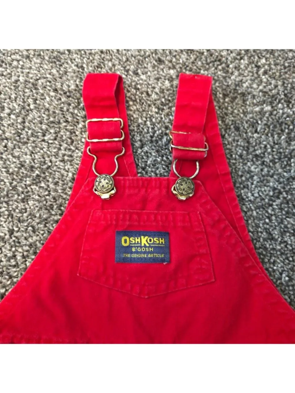 Vintage 1970s OshKosh B'gosh Red Vestbak Short Overalls 18M USA Paper Tag